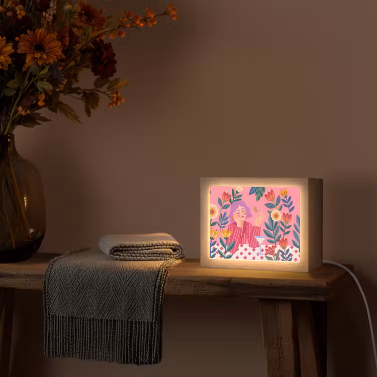 Lightbox - Wandlamp - Vrouw - Cocktail - Bloemen - Modern - Roze — 5
