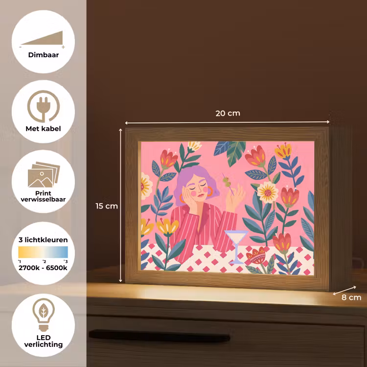 Lightbox - Wandlamp - Vrouw - Cocktail - Bloemen - Modern - Roze — 9