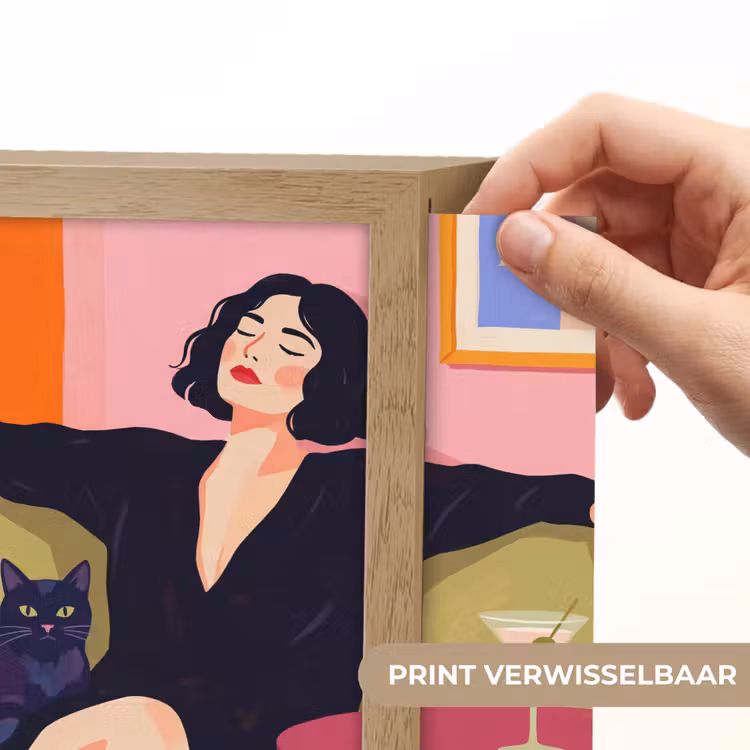 Lightbox - Wandlamp - Vrouw - Kat - Interieur - Modern - Kleurrijk — 6