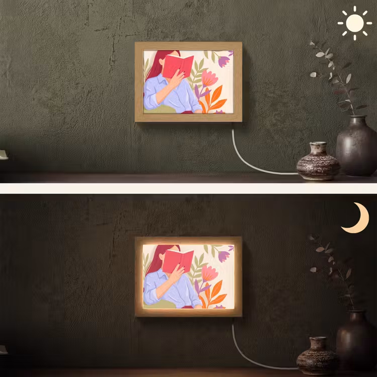 Lightbox - Wandlamp - Vrouw - Lezen - Thuis - Modern - Bloemen — 3