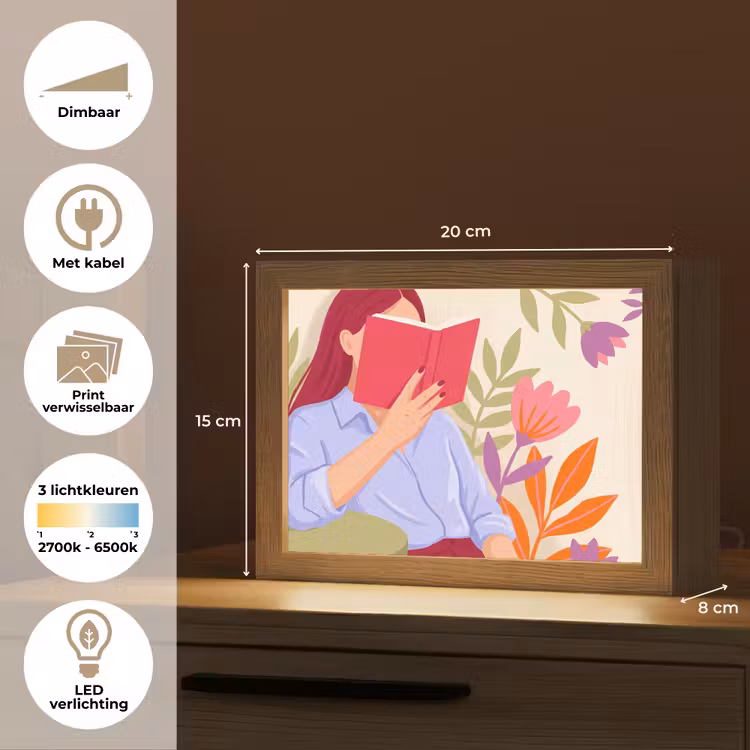 Lightbox - Wandlamp - Vrouw - Lezen - Thuis - Modern - Bloemen — 9