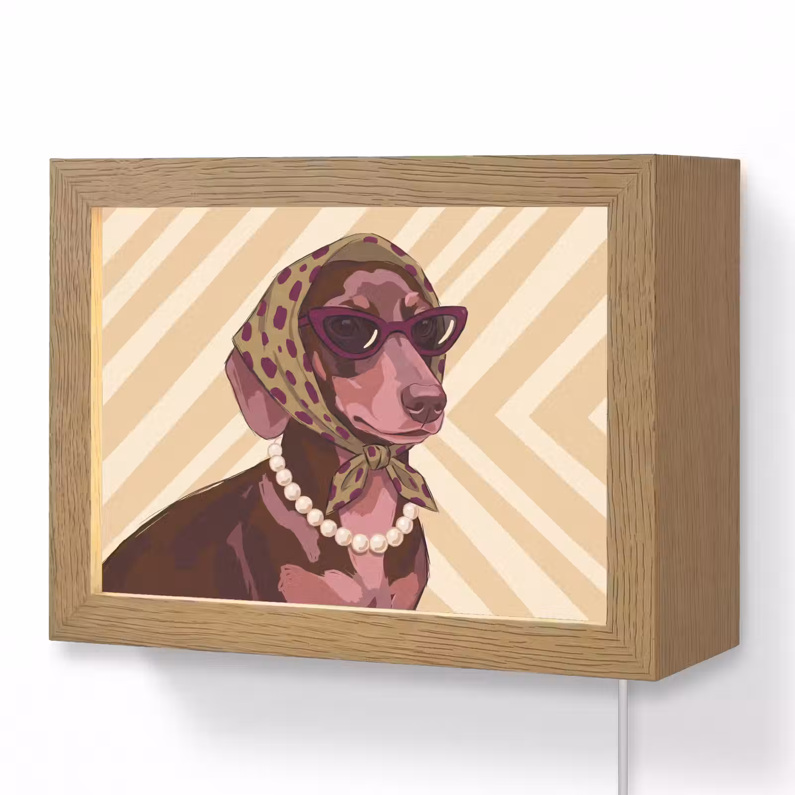 Lightbox - Wandlamp - Hond - Zonnebril - Hoofddoek - Dieren - Modern — 1
