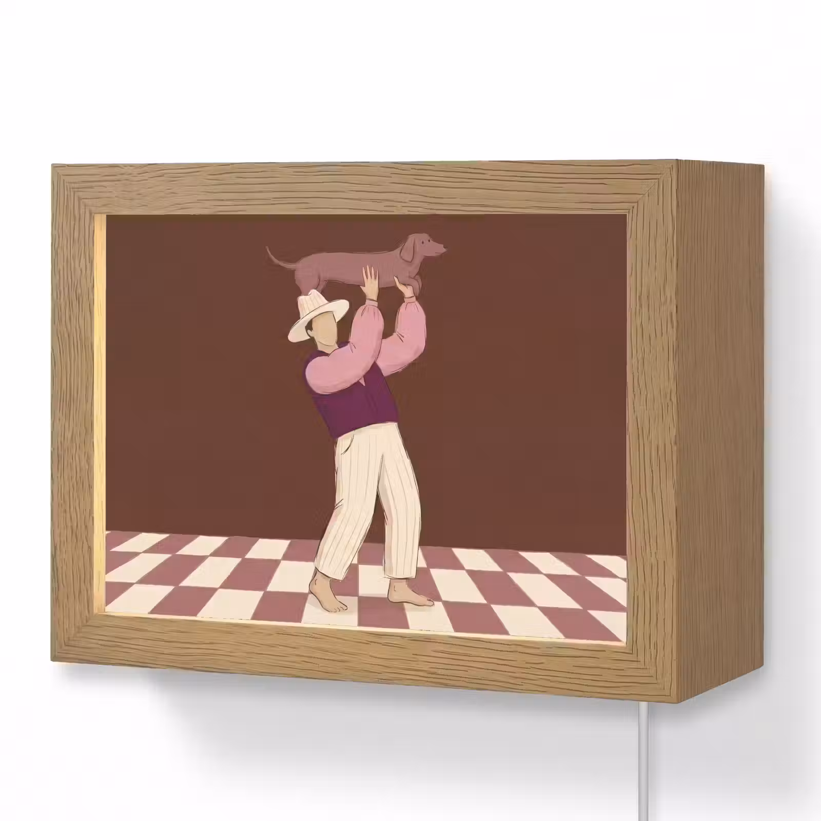 Lightbox - Wandlamp - Mens - Hond - Dieren - Abstract - Roze — 1