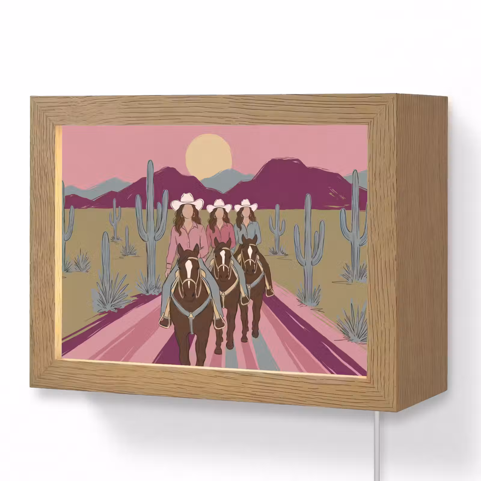 Lightbox - Wandlamp - Mensen - Paard - Woestijn - Abstract - Roze — 1