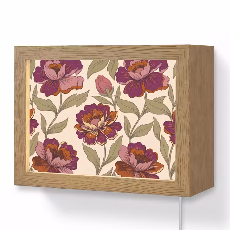 Lightbox - Wandlamp - Bloemen - Patroon - Natuur - Modern - Paars — 1