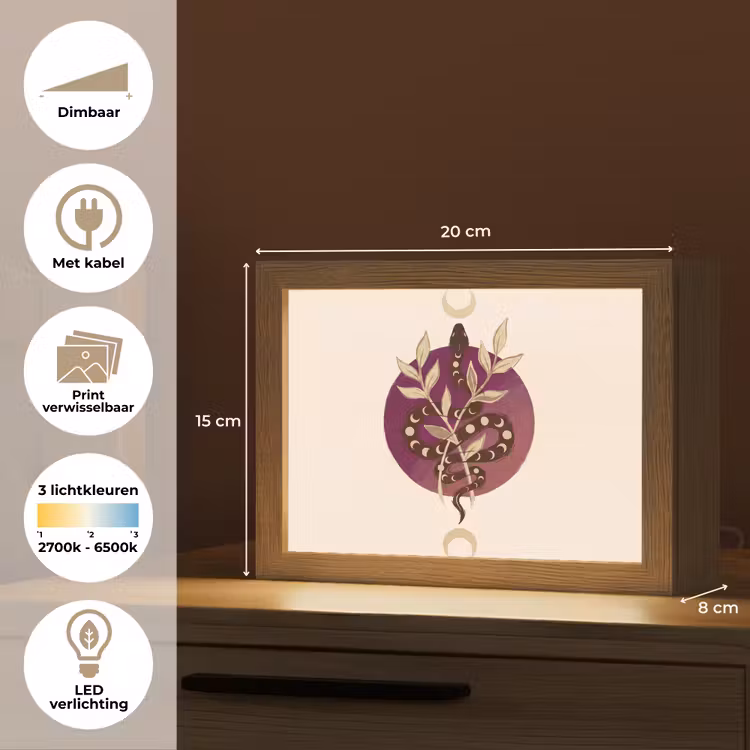 Lightbox - Wandlamp - Dieren - Slang - Maan - Mystiek - Abstract — 9