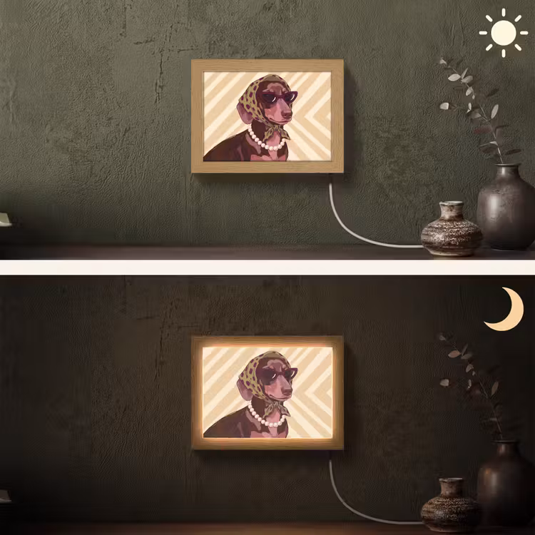 Lightbox - Wandlamp - Hond - Zonnebril - Hoofddoek - Dieren - Modern — 3