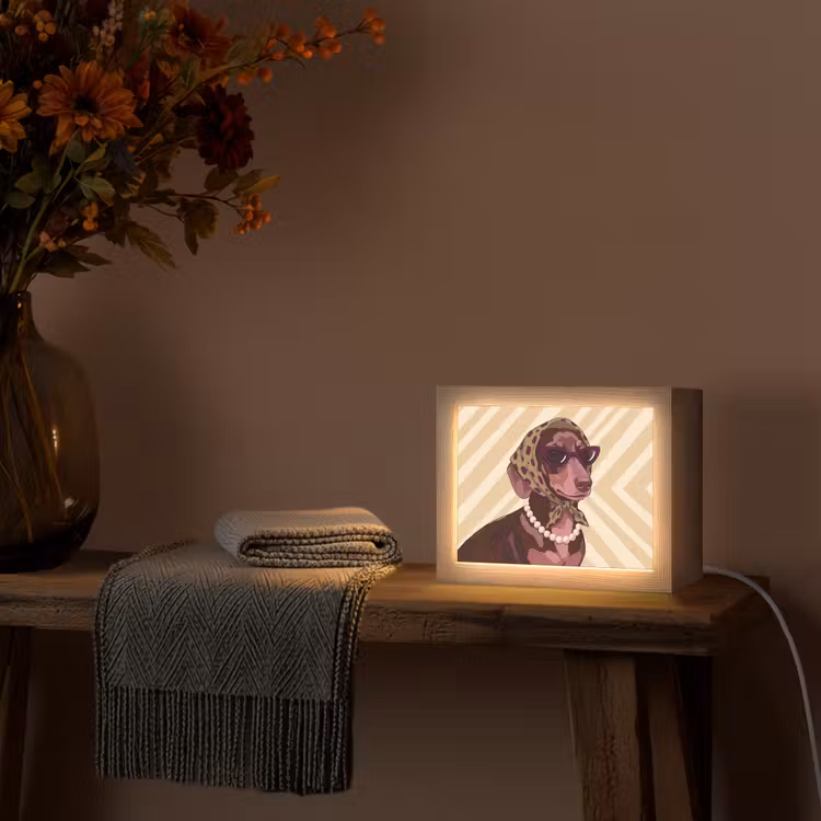 Lightbox - Wandlamp - Hond - Zonnebril - Hoofddoek - Dieren - Modern — 5