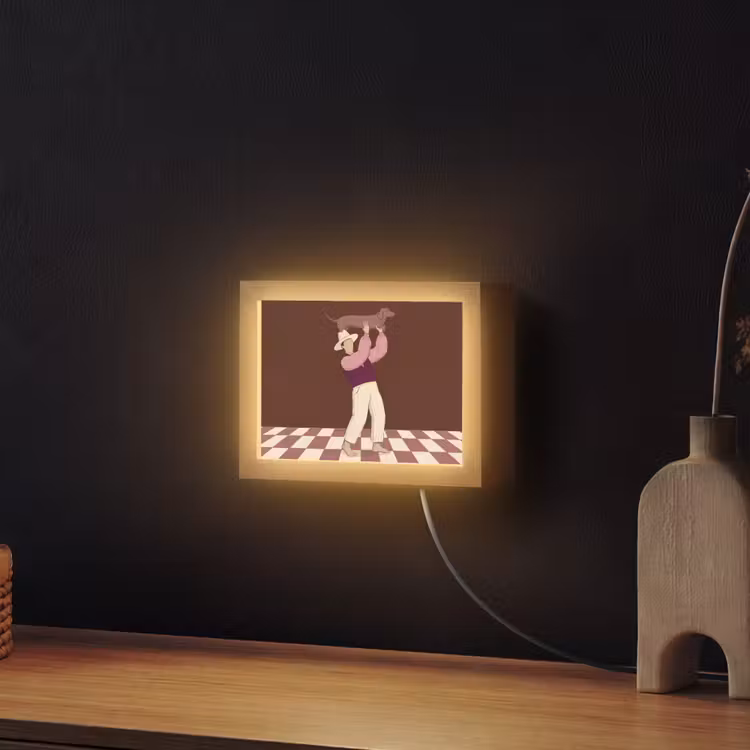 Lightbox - Wandlamp - Mens - Hond - Dieren - Abstract - Roze — 2