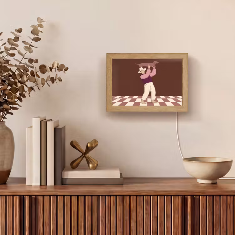 Lightbox - Wandlamp - Mens - Hond - Dieren - Abstract - Roze — 4