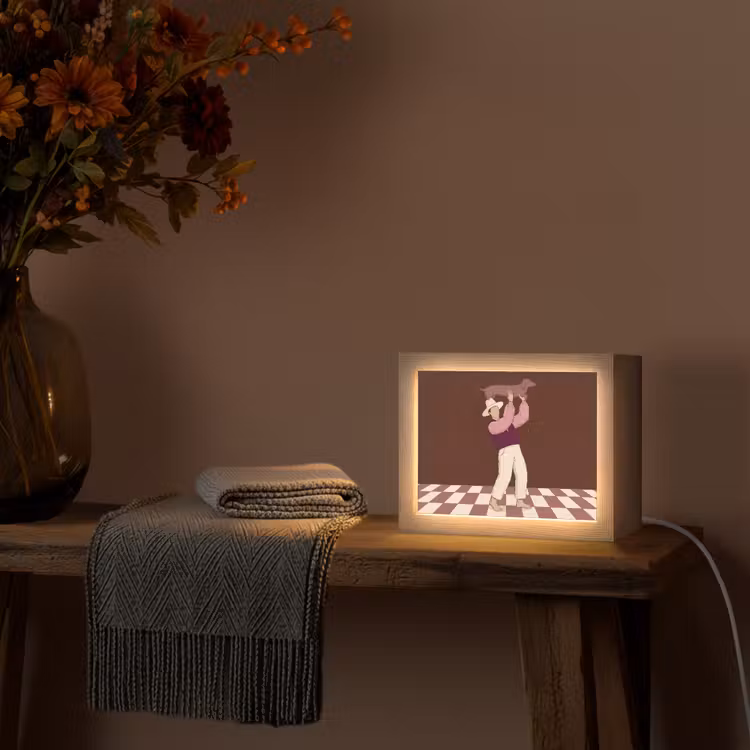 Lightbox - Wandlamp - Mens - Hond - Dieren - Abstract - Roze — 5