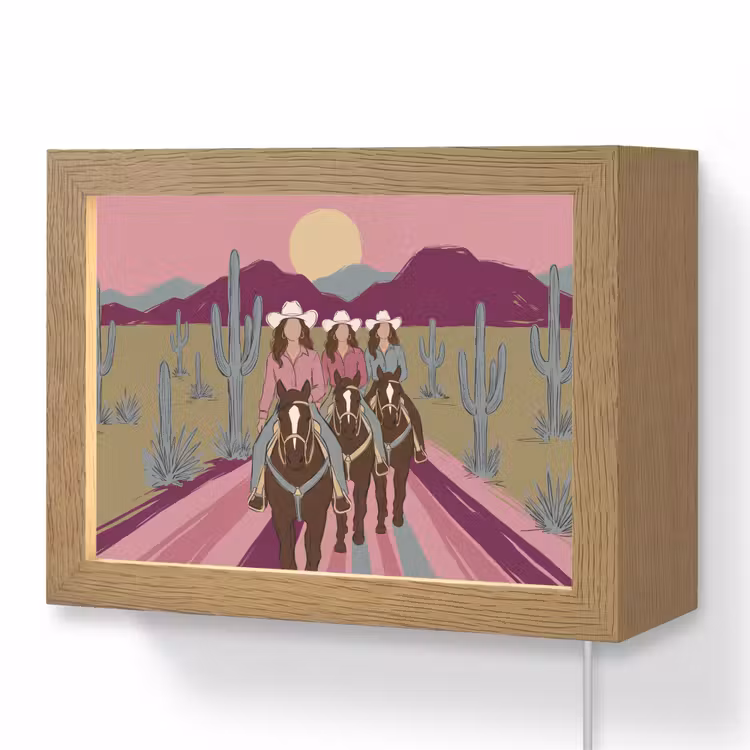 Lightbox - Wandlamp - Mensen - Paard - Woestijn - Abstract - Roze — 1