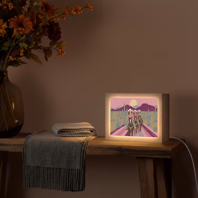 Lightbox - Wandlamp - Mensen - Paard - Woestijn - Abstract - Roze — 5