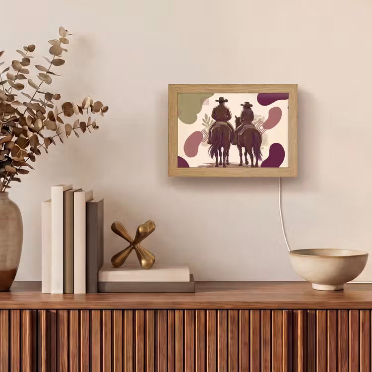 Lightbox - Wandlamp - Mensen - Ruiters - Western - Illustratie - Bruin — 4