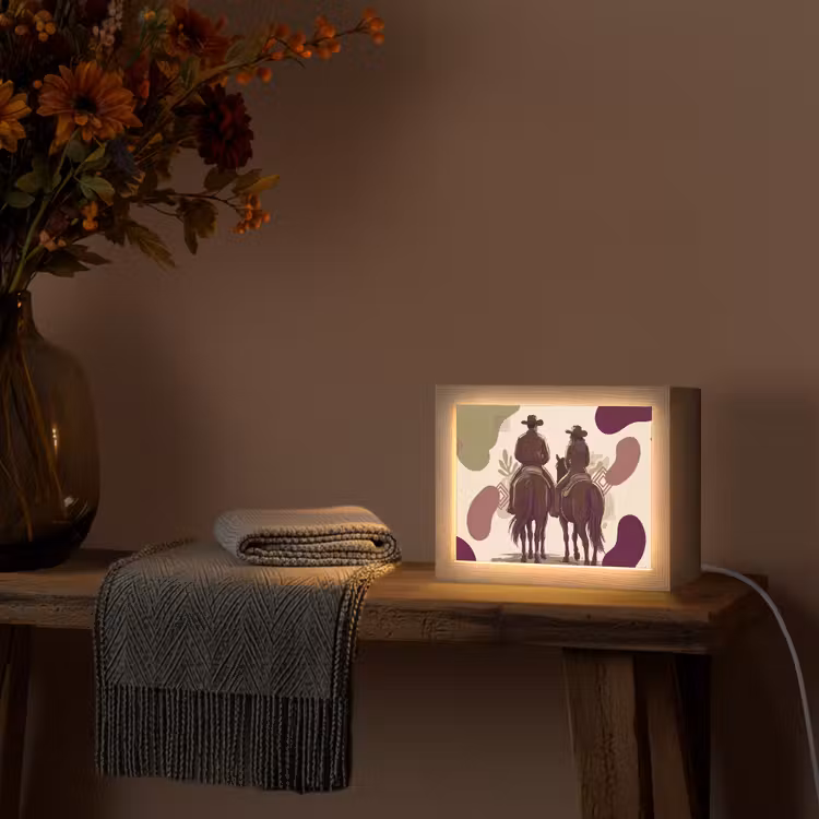 Lightbox - Wandlamp - Mensen - Ruiters - Western - Illustratie - Bruin — 5