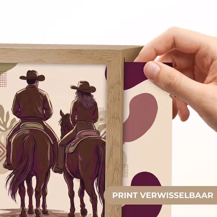Lightbox - Wandlamp - Mensen - Ruiters - Western - Illustratie - Bruin — 6