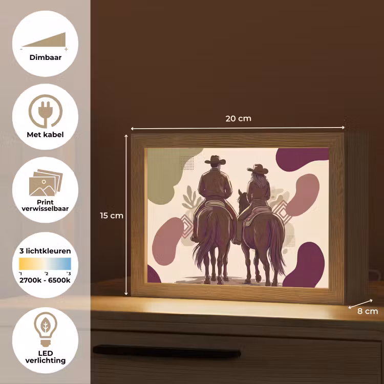 Lightbox - Wandlamp - Mensen - Ruiters - Western - Illustratie - Bruin — 9