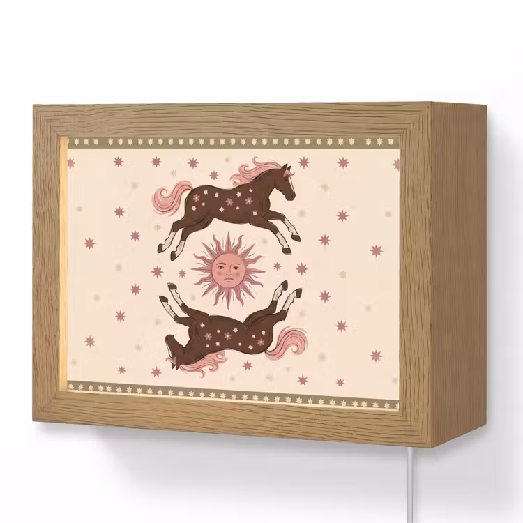 Lightbox - Wandlamp - Paard - Zon - Mystiek - Illustratie - Roze — 1