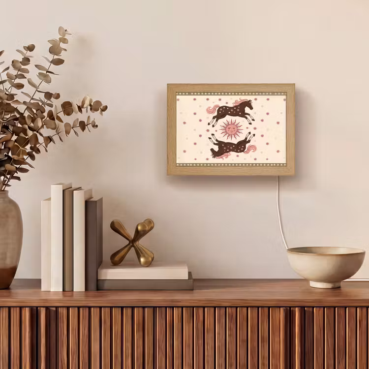 Lightbox - Wandlamp - Paard - Zon - Mystiek - Illustratie - Roze — 4