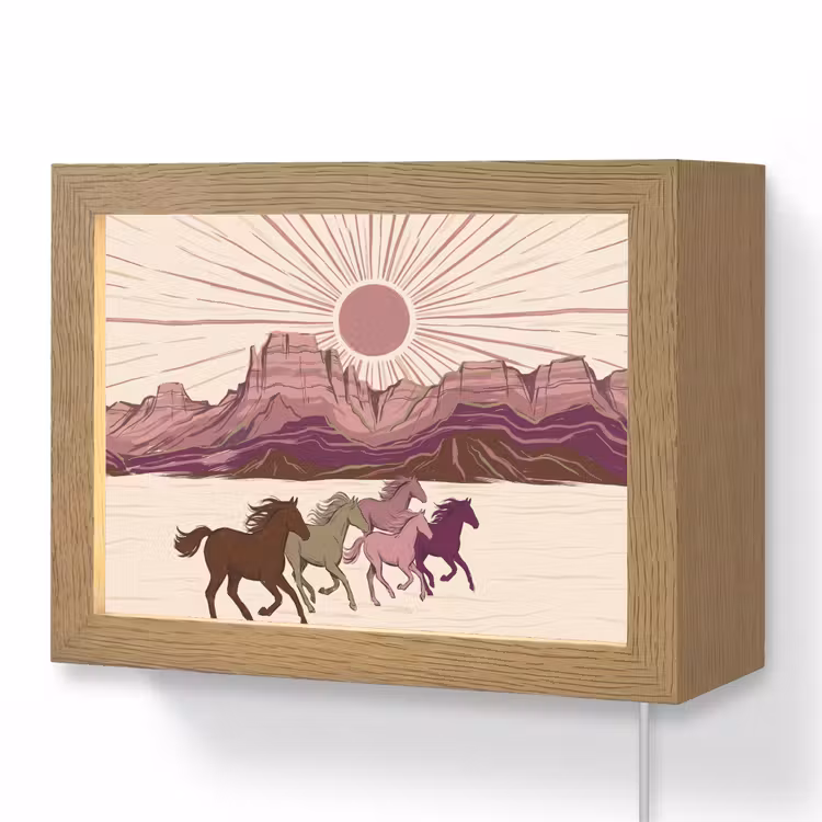 Lightbox - Wandlamp - Paarden - Rennend - Woestijn - Natuur - Abstract — 1