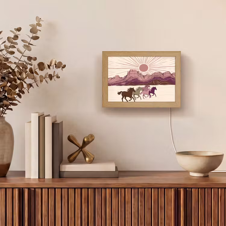 Lightbox - Wandlamp - Paarden - Rennend - Woestijn - Natuur - Abstract — 4