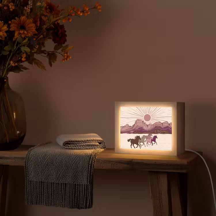 Lightbox - Wandlamp - Paarden - Rennend - Woestijn - Natuur - Abstract — 5