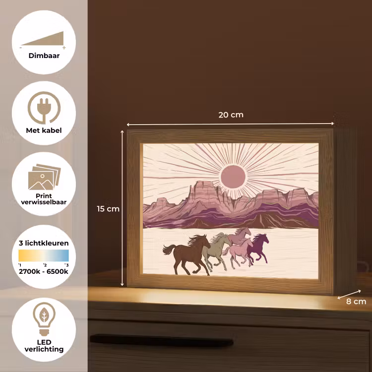 Lightbox - Wandlamp - Paarden - Rennend - Woestijn - Natuur - Abstract — 9