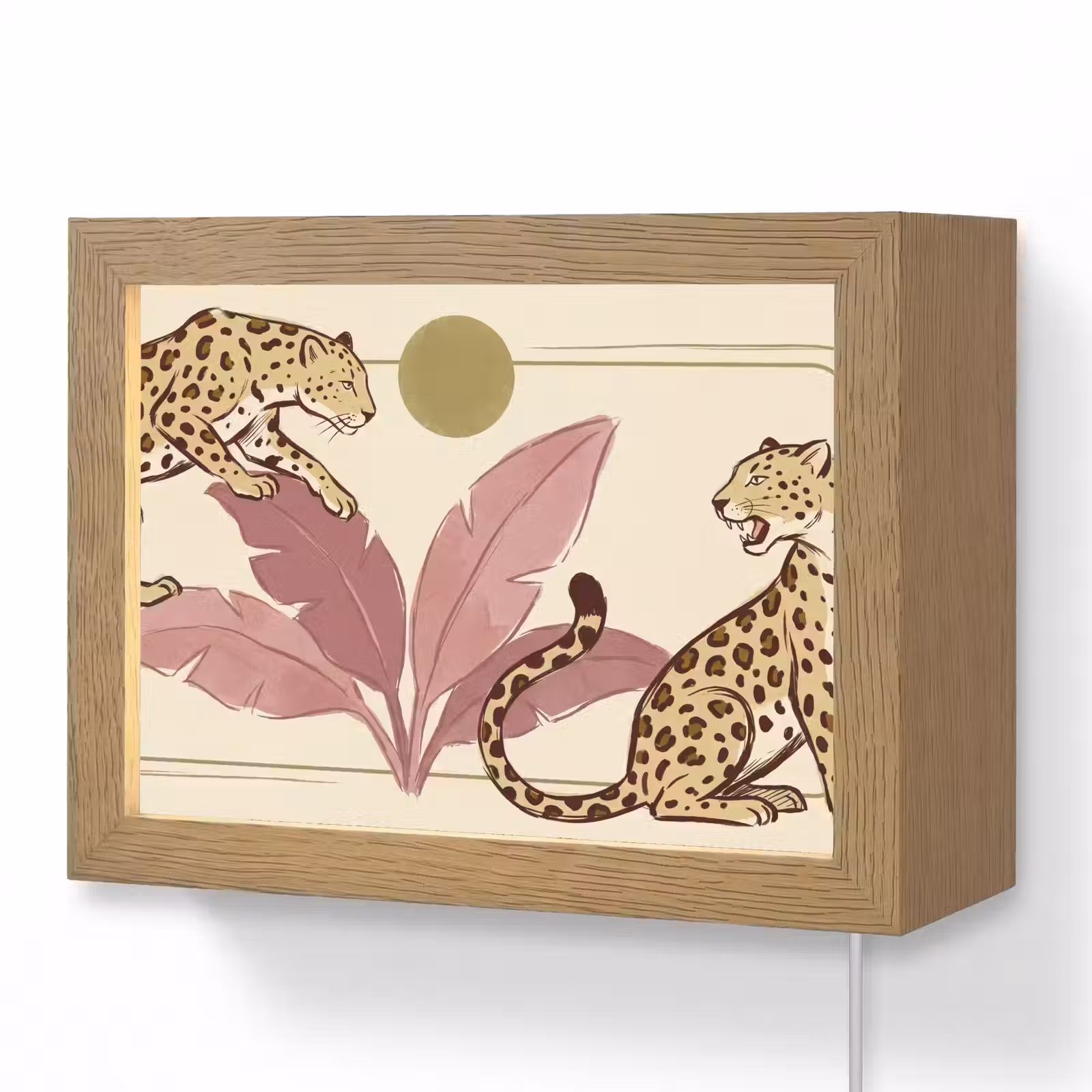 Lightbox - Wandlamp - Dieren - Kat - Jungle - Illustratie - Beige — 1