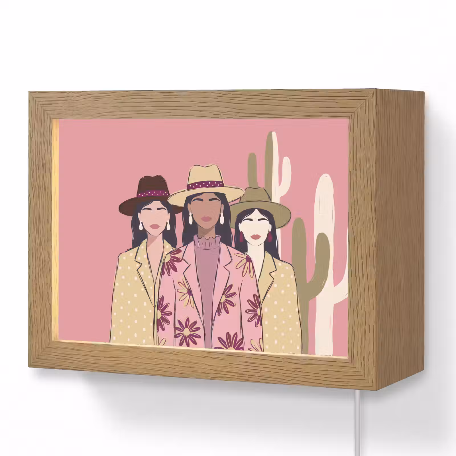 Lightbox - Wandlamp - Mensen - Hoeden - Abstract - Roze - Portret — 1