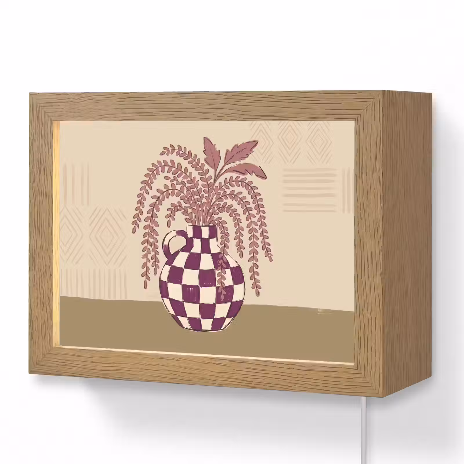 Lightbox - Wandlamp - Vaas - Geruit - Planten - Modern - Paars — 1
