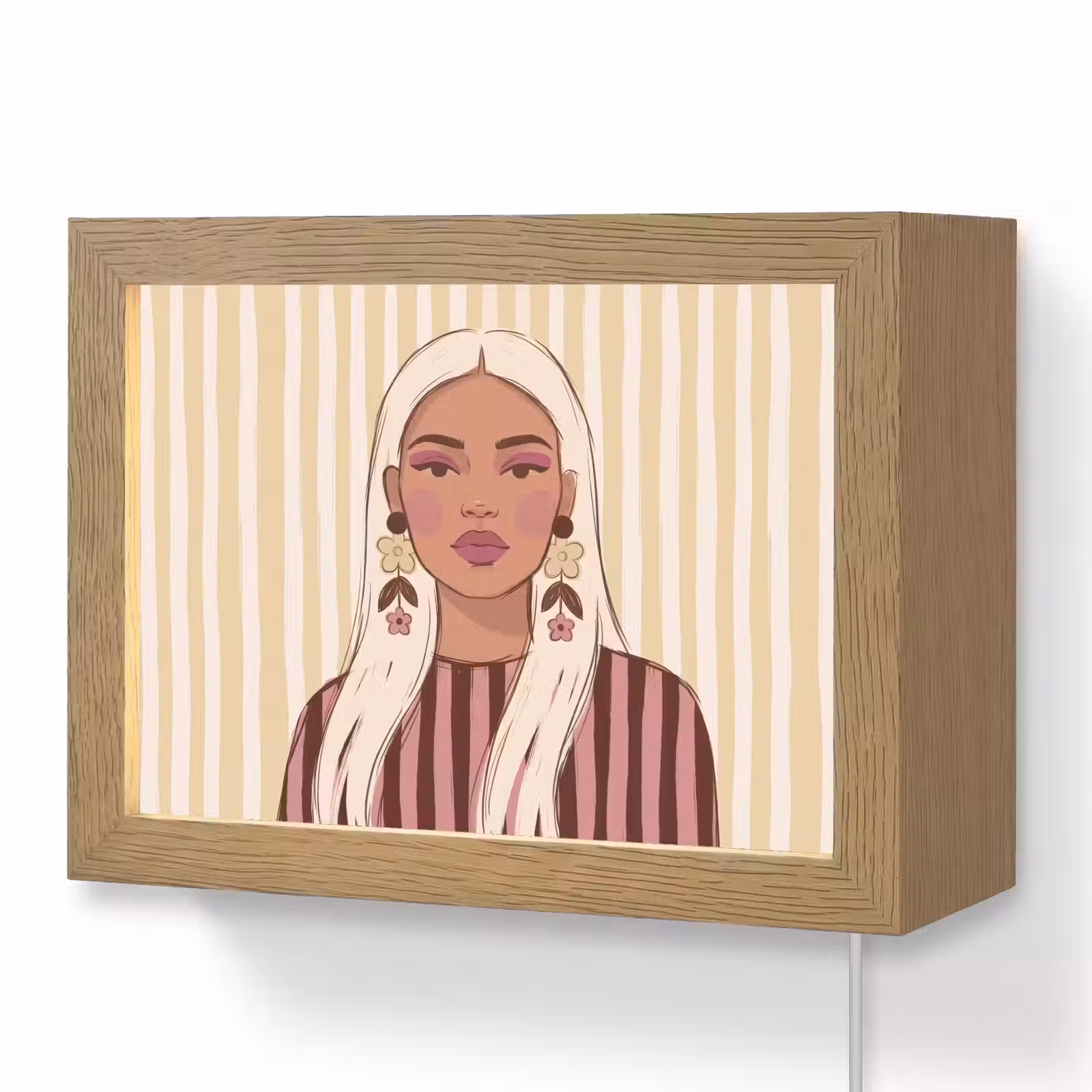 Lightbox - Wandlamp - Vrouw - Portret - Illustratie - Modern - Roze — 1