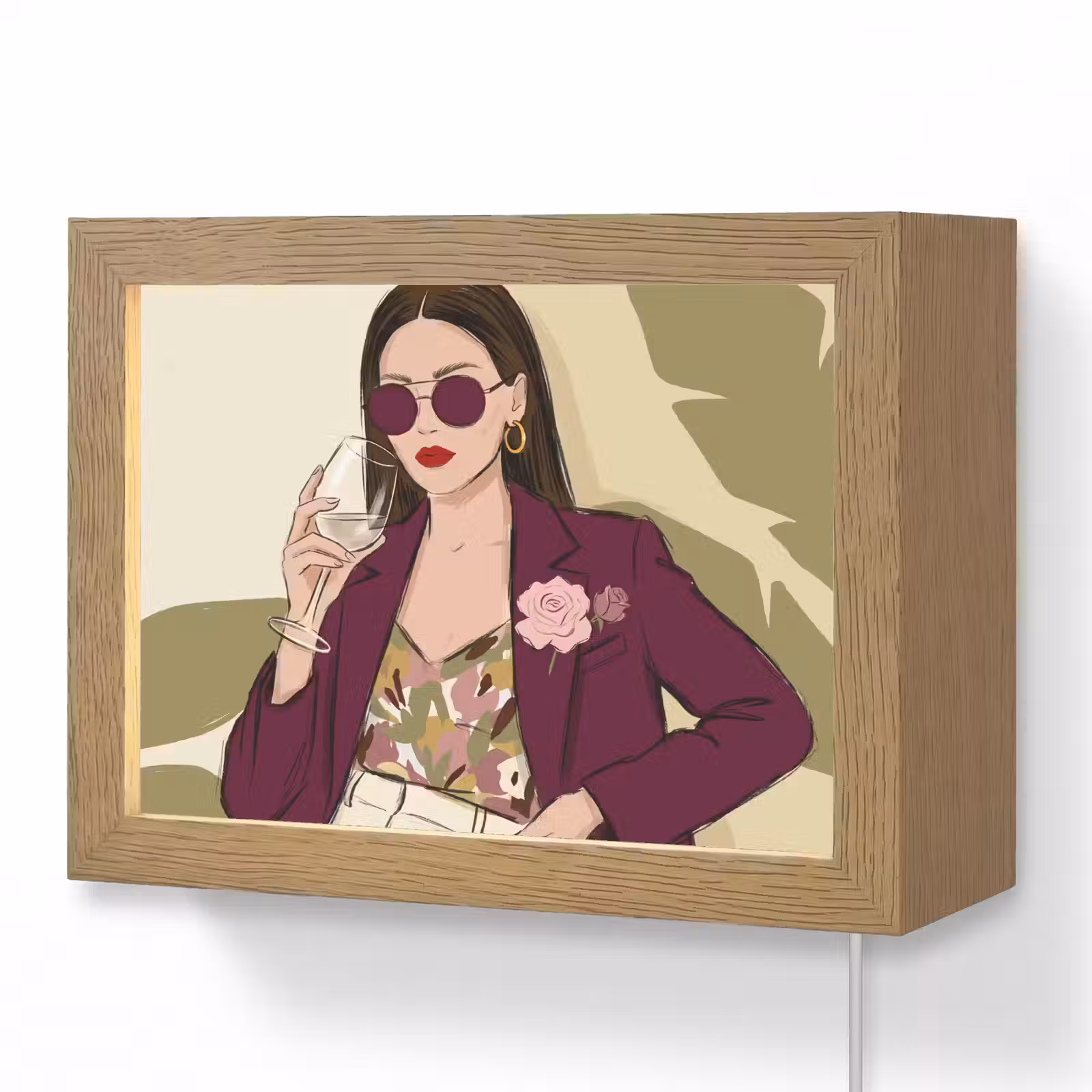 Lightbox - Wandlamp - Vrouw - Wijn - Portret - Mode - Modern — 1