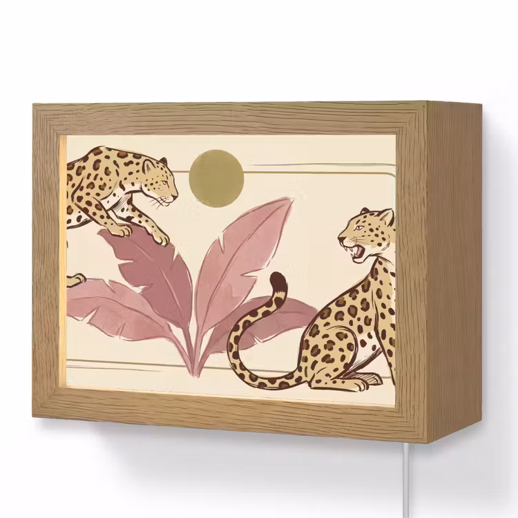 Lightbox - Wandlamp - Dieren - Kat - Jungle - Illustratie - Beige — 1