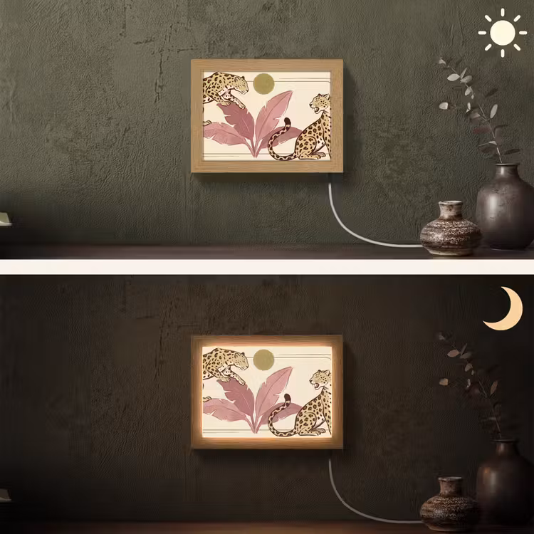 Lightbox - Wandlamp - Dieren - Kat - Jungle - Illustratie - Beige — 3