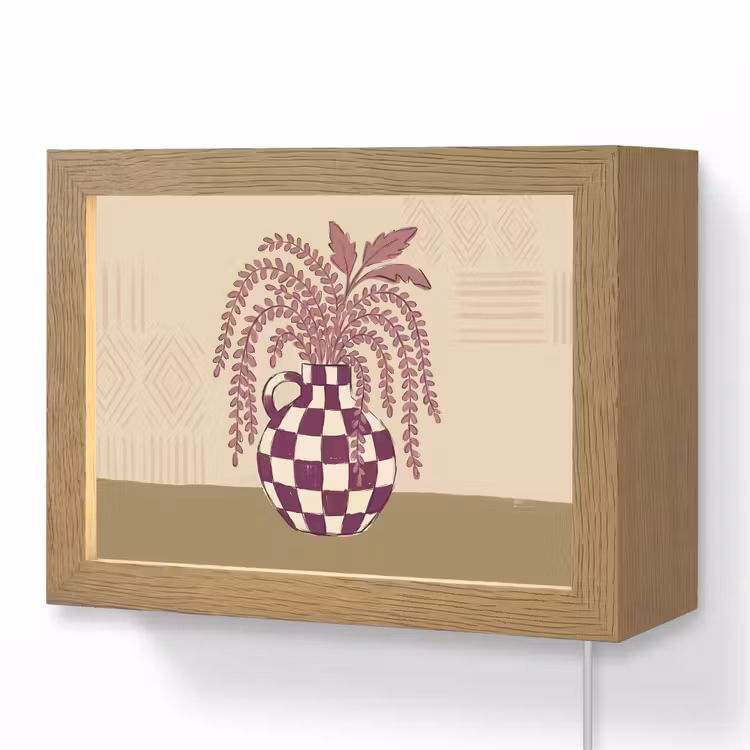 Lightbox - Wandlamp - Vaas - Geruit - Planten - Modern - Paars — 1