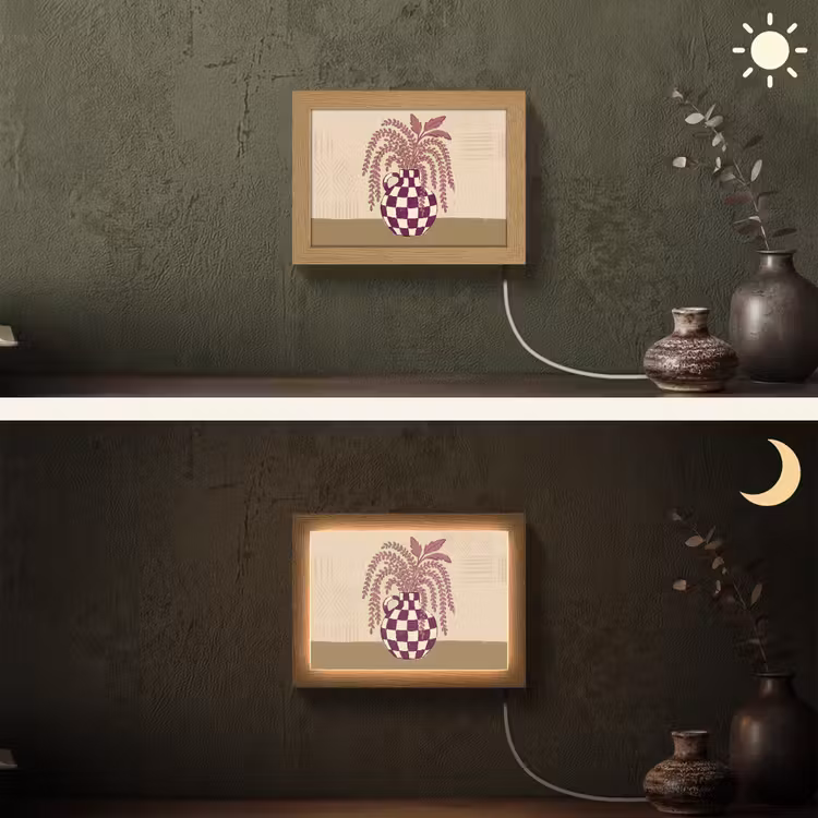 Lightbox - Wandlamp - Vaas - Geruit - Planten - Modern - Paars — 3