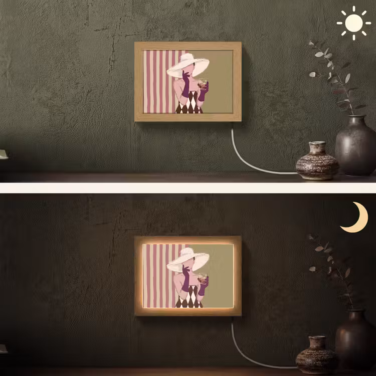 Lightbox - Wandlamp - Vrouw - Hoed - Mode - Abstract - Kleurrijk — 3