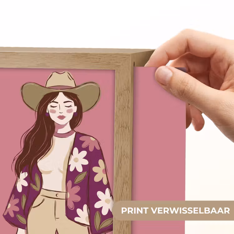 Lightbox - Wandlamp - Vrouw - Hoed - Portret - Illustratie - Roze — 6