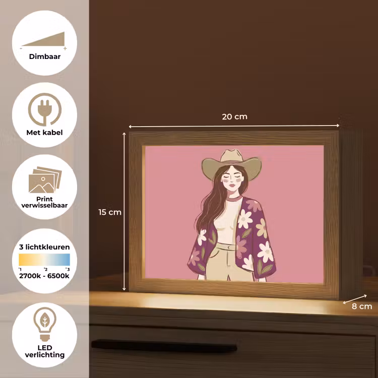 Lightbox - Wandlamp - Vrouw - Hoed - Portret - Illustratie - Roze — 9