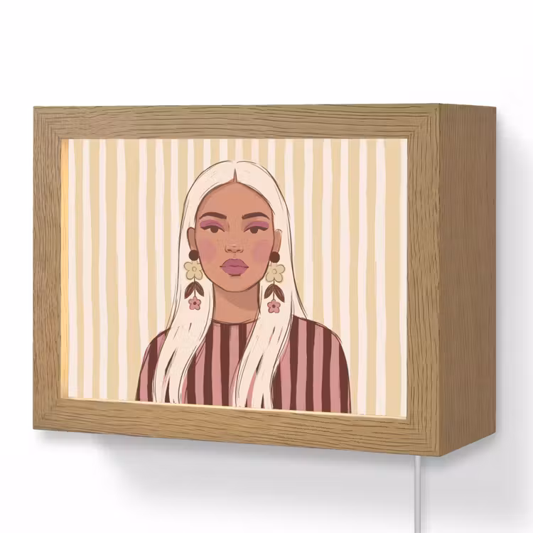 Lightbox - Wandlamp - Vrouw - Portret - Illustratie - Modern - Roze — 1