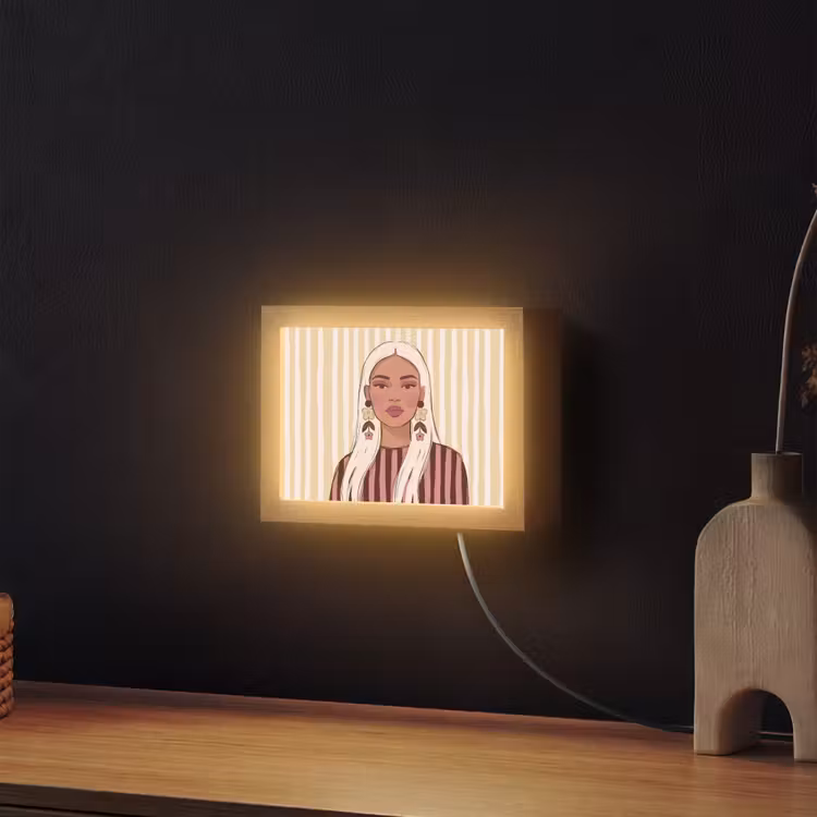 Lightbox - Wandlamp - Vrouw - Portret - Illustratie - Modern - Roze — 2