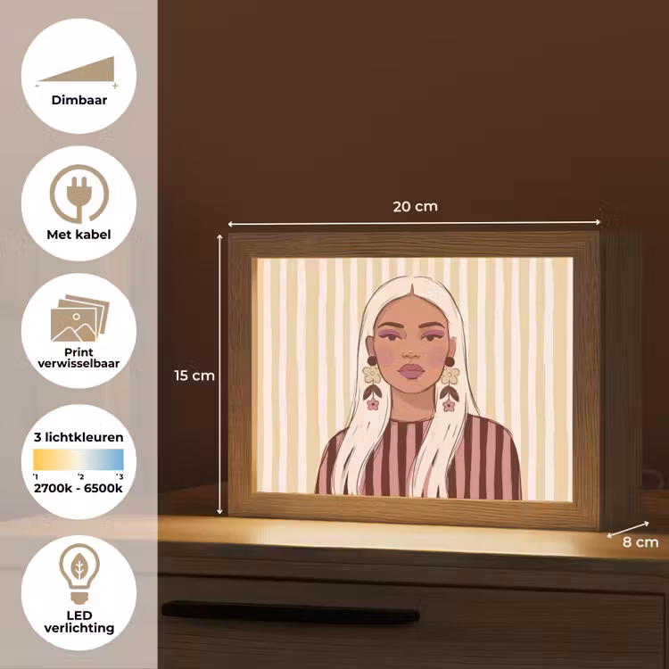 Lightbox - Wandlamp - Vrouw - Portret - Illustratie - Modern - Roze — 9