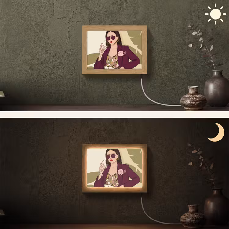 Lightbox - Wandlamp - Vrouw - Wijn - Portret - Mode - Modern — 3