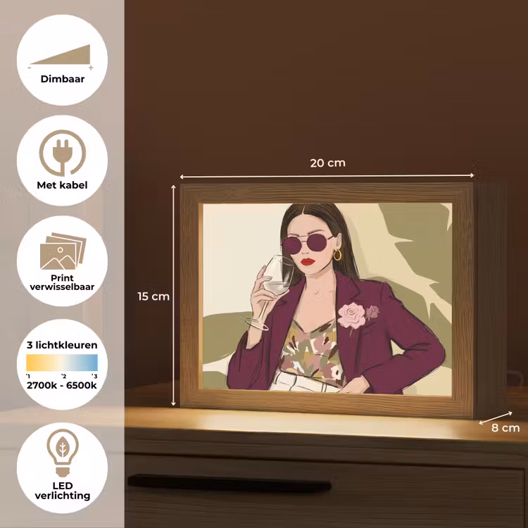 Lightbox - Wandlamp - Vrouw - Wijn - Portret - Mode - Modern — 9
