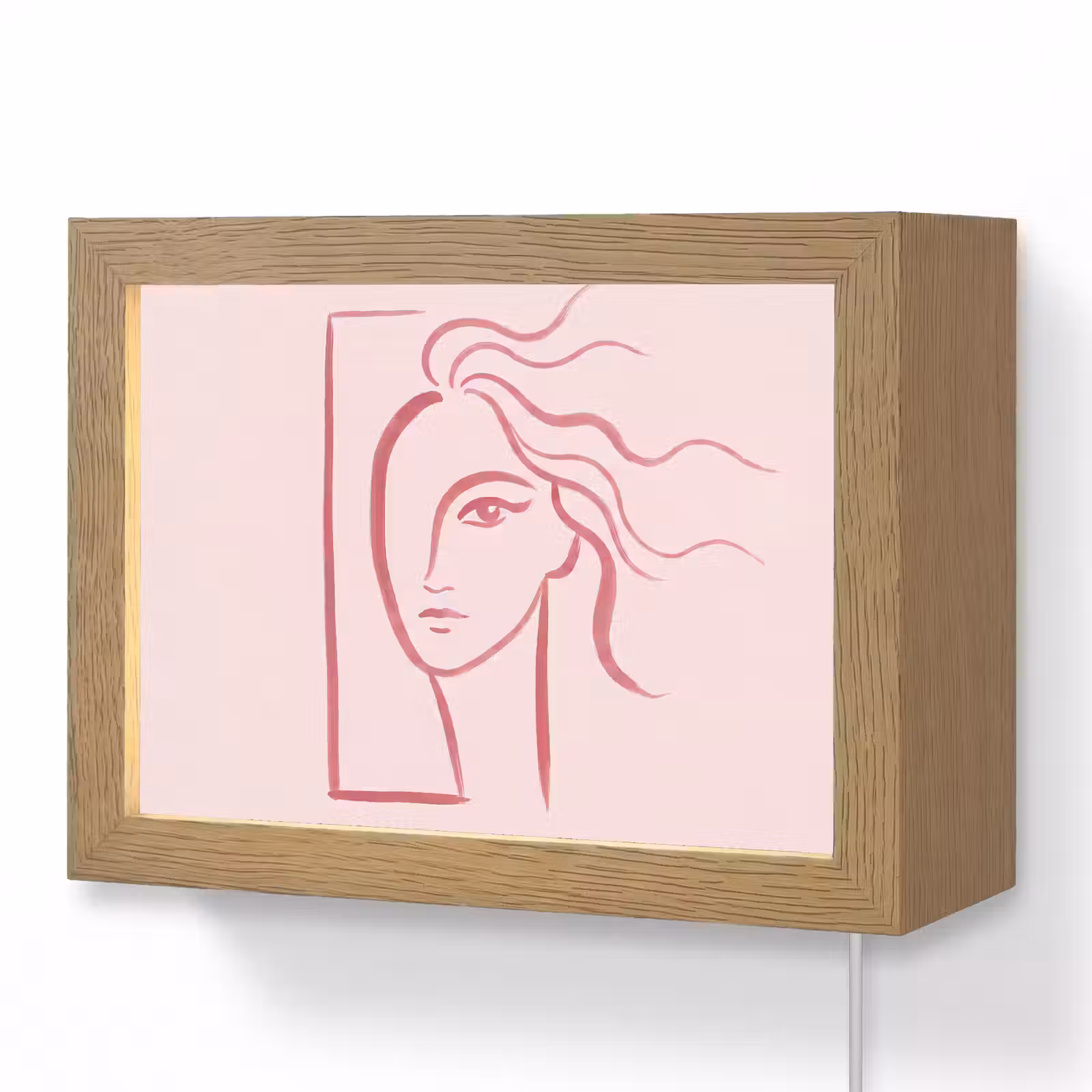 Lightbox - Wandlamp - Vrouw - Portret - Abstract - Lijnkunst - Rood — 1