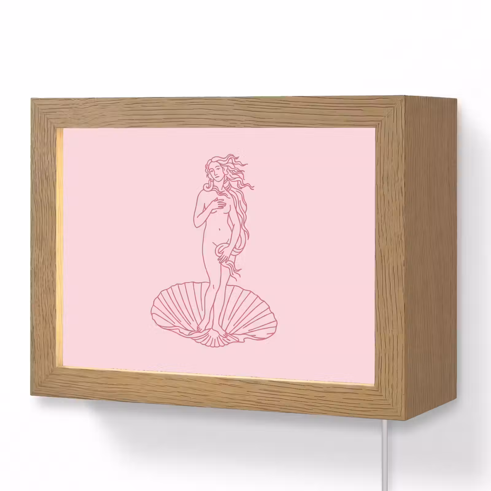 Lightbox - Wandlamp - Vrouw - Schelp - Kunst - Lijntekening - Roze — 1