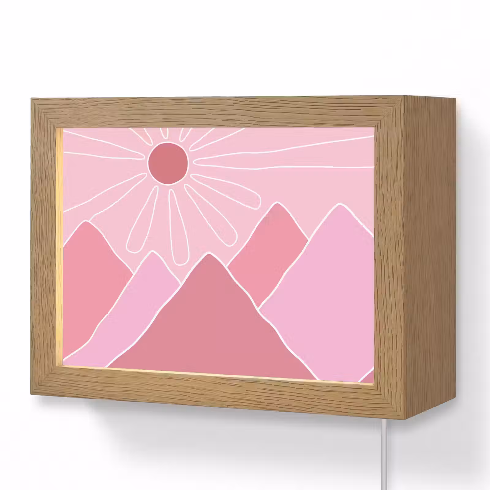 Lightbox - Wandlamp - Zon - Bergen - Natuur - Abstract - Roze — 1