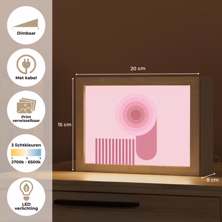 Lightbox - Wandlamp - Abstract - Cirkels - Strepen - Modern - Roze — 9