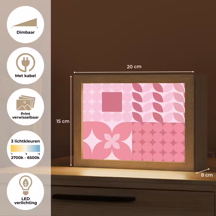 Lightbox - Wandlamp - Abstract - Geometrisch - Patroon - Modern - Roze — 9