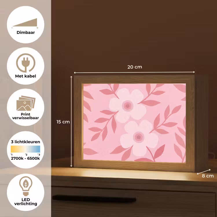 Lightbox - Wandlamp - Bloemen - Abstract - Modern - Roze - Natuur — 9